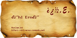 Öhl Ernő névjegykártya
